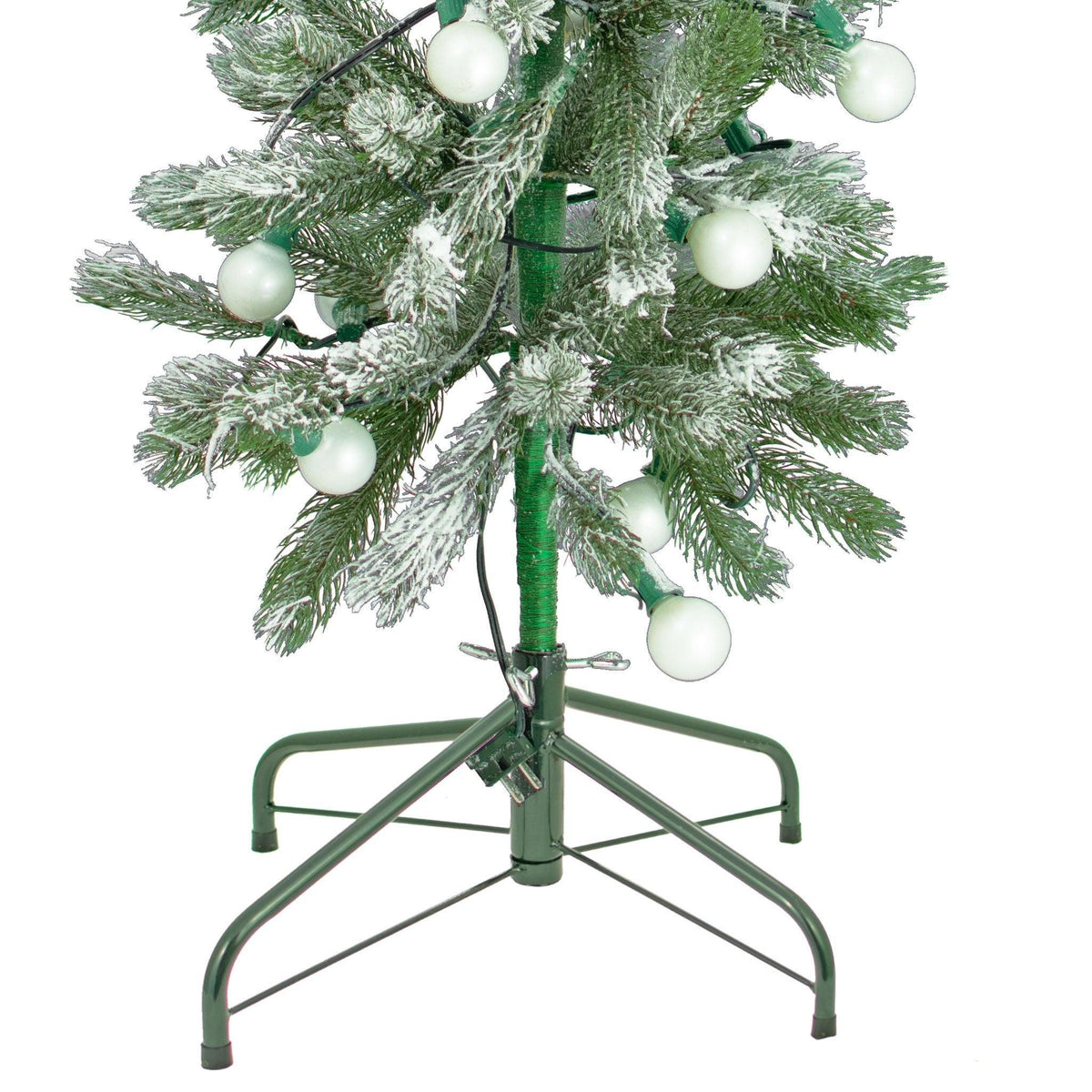 Lee Display's brand new Aspen Pine Christmas Trees are flocked with artificial white snow and lit with solid White G40 Lights.  Shop now at leedisplay.com