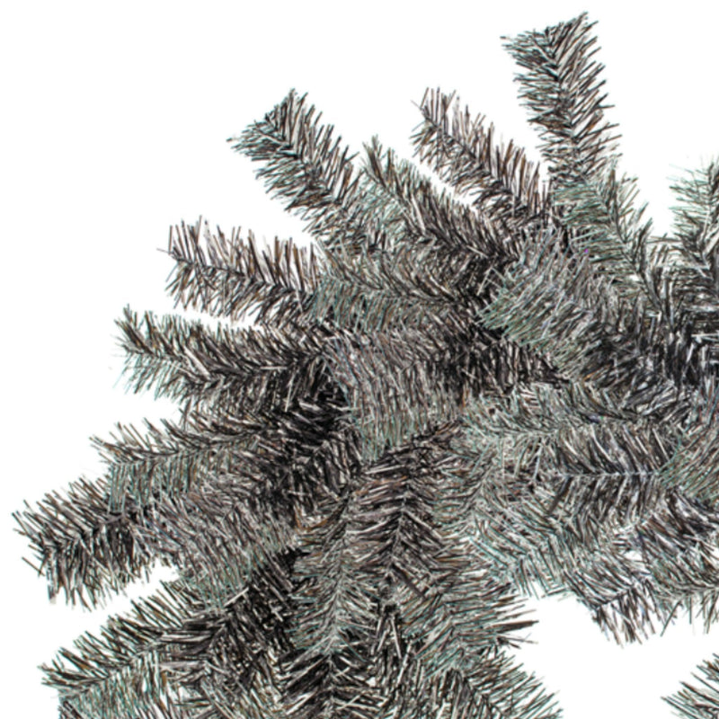 Closeup of the new 6ft Black and Silver Christmas Brush Garland is made in the USA.  Available for sale at leedisplay.com