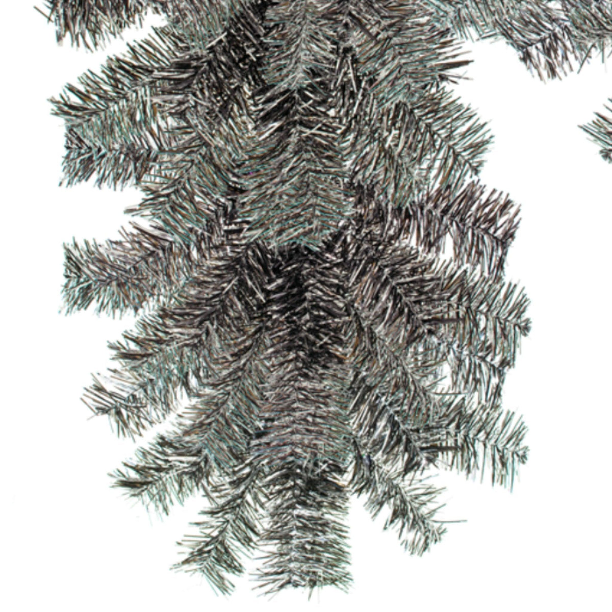 6ft Black and Silver Christmas Brush Garland is made in the USA.  Available for sale at leedisplay.com
