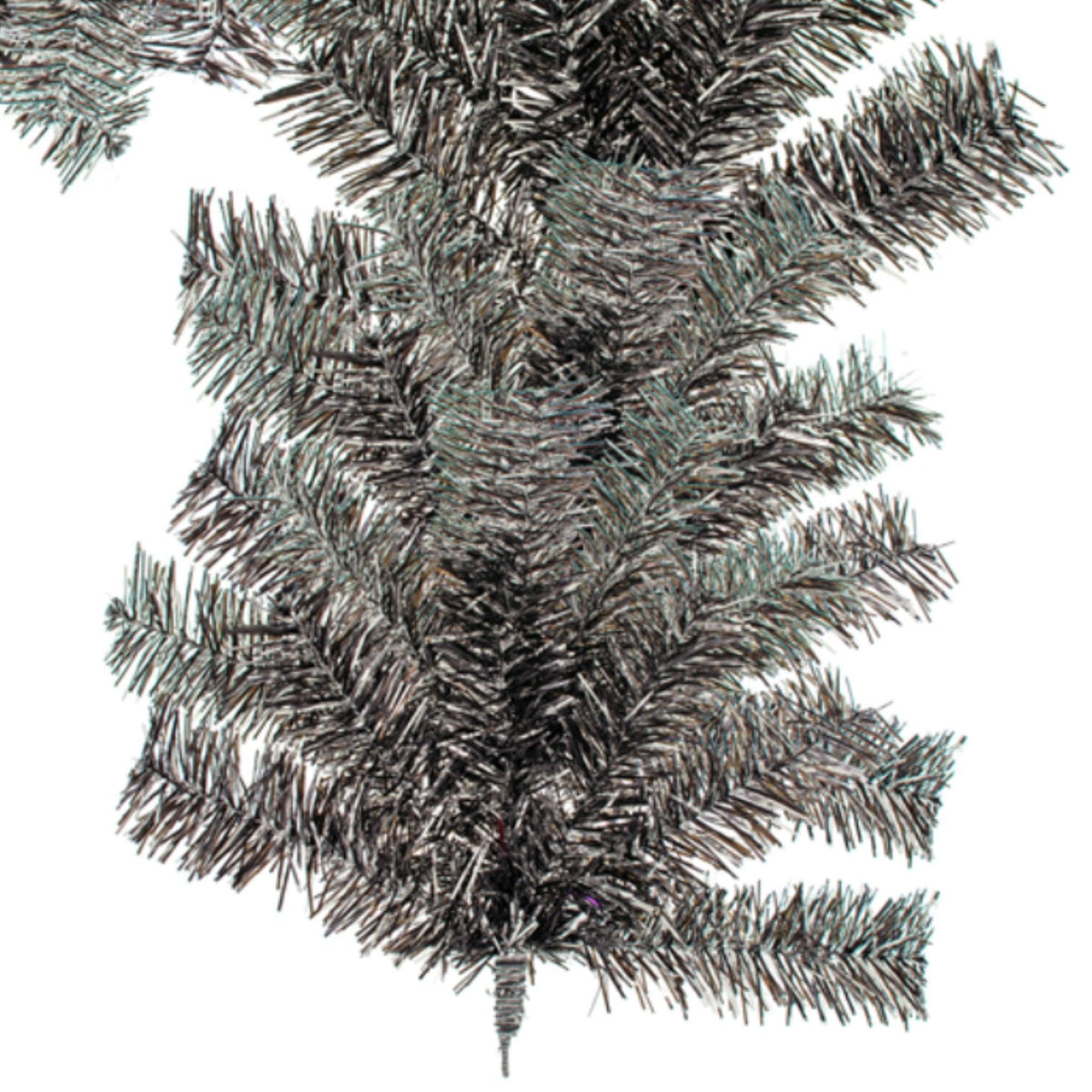 Bottom 6ft Black and Silver Christmas Brush Garland is made in the USA.  Available for sale at leedisplay.com