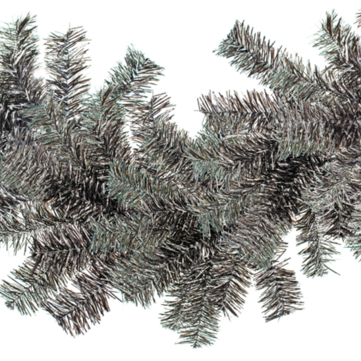 Middle 6ft Black and Silver Christmas Brush Garland is made in the USA.  Available for sale at leedisplay.com