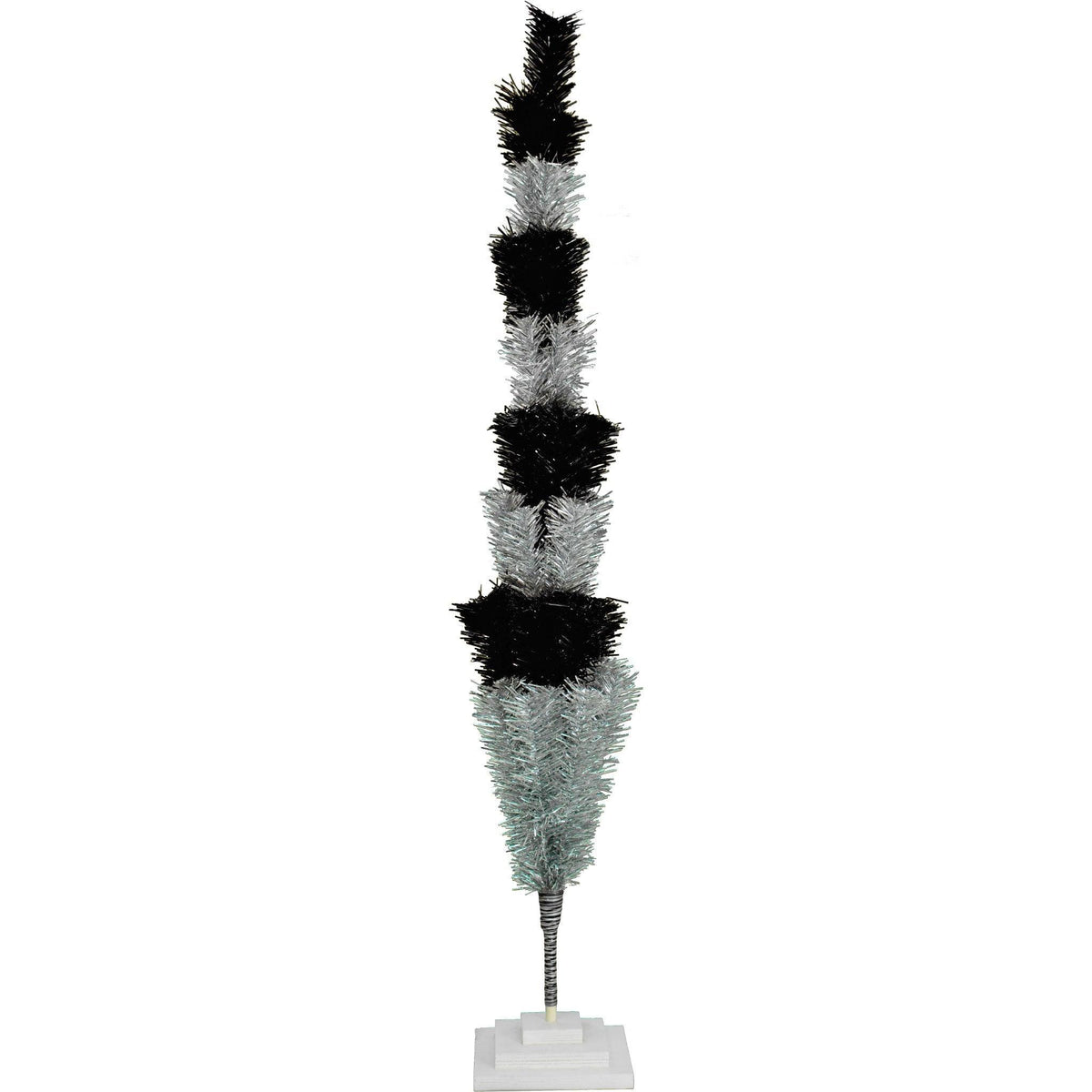 Black & Silver Layered Tinsel Christmas Trees! Decorate for the holidays with a Shiny Black and Metallic Silver retro-style Christmas Tree. On sale now at leedisplay.com
