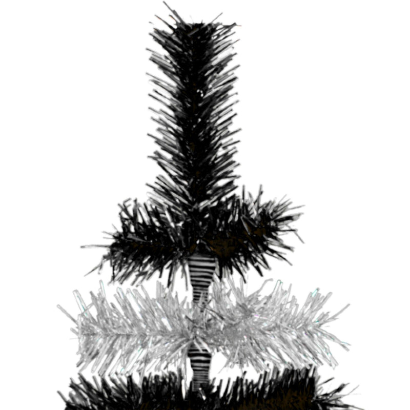Black & Silver Layered Tinsel Christmas Trees!    Decorate for the holidays with a Shiny Black and Metallic Silver retro-style Christmas Tree.  On sale now at leedisplay.com