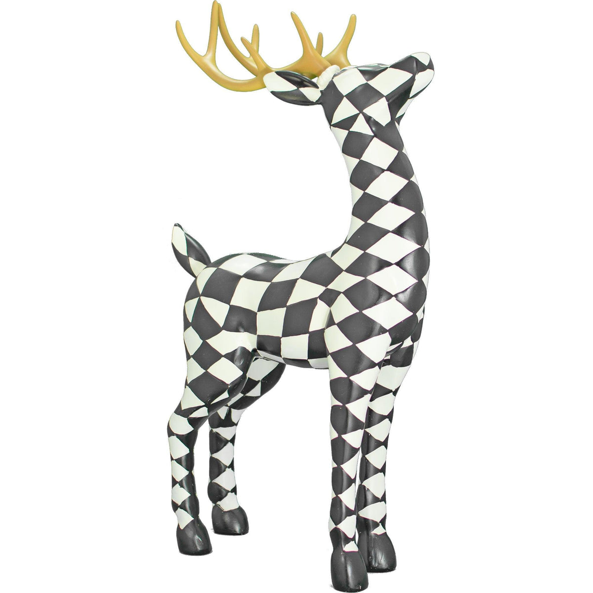 Lee Display's Brand New Black and White Checkered Standing Reindeer on Sale and Available for Rent at leedisplay.com