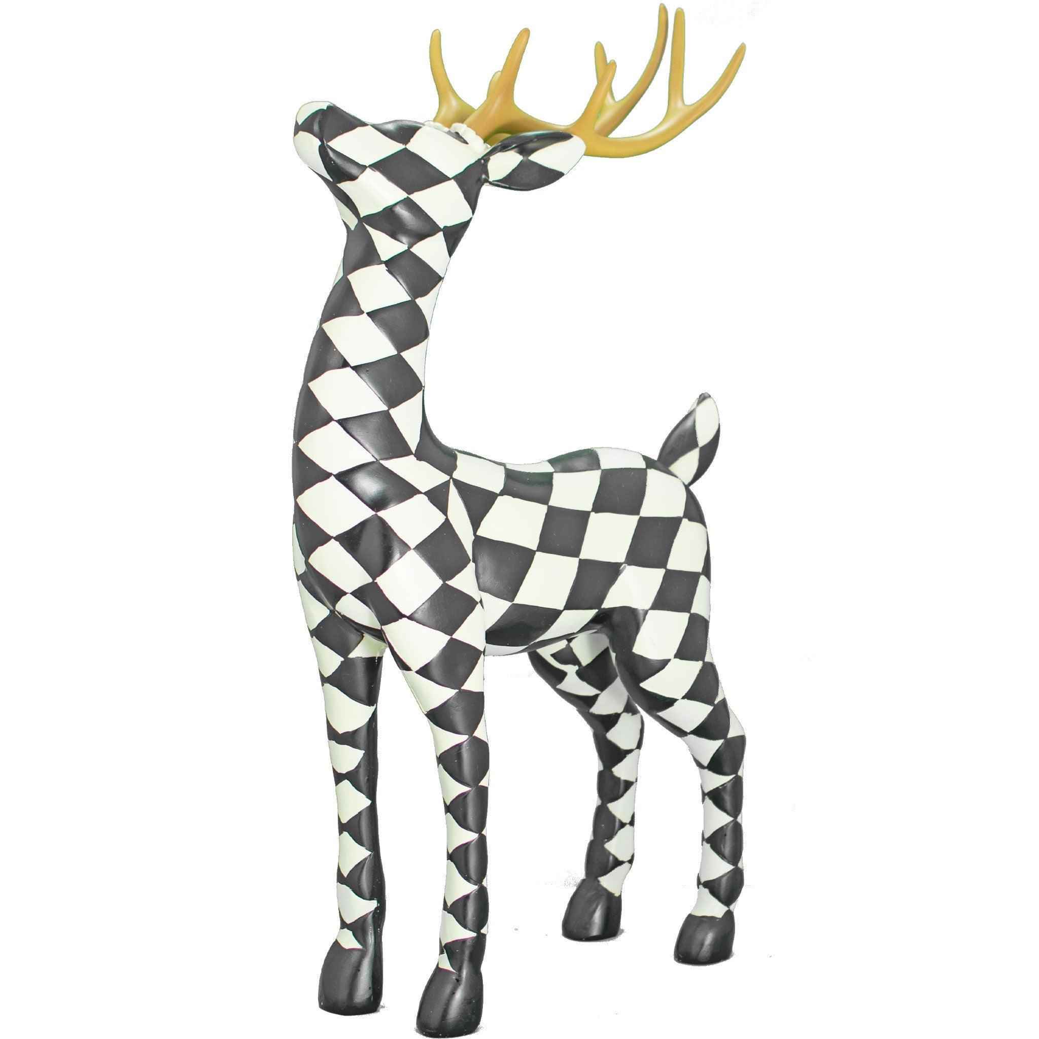 Lee Display's 30in Black and White Checkered Standing Reindeer