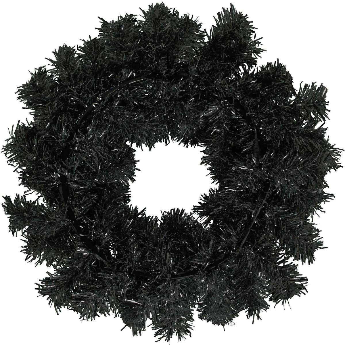 Black Tinsel Christmas Wreaths - Lee Display