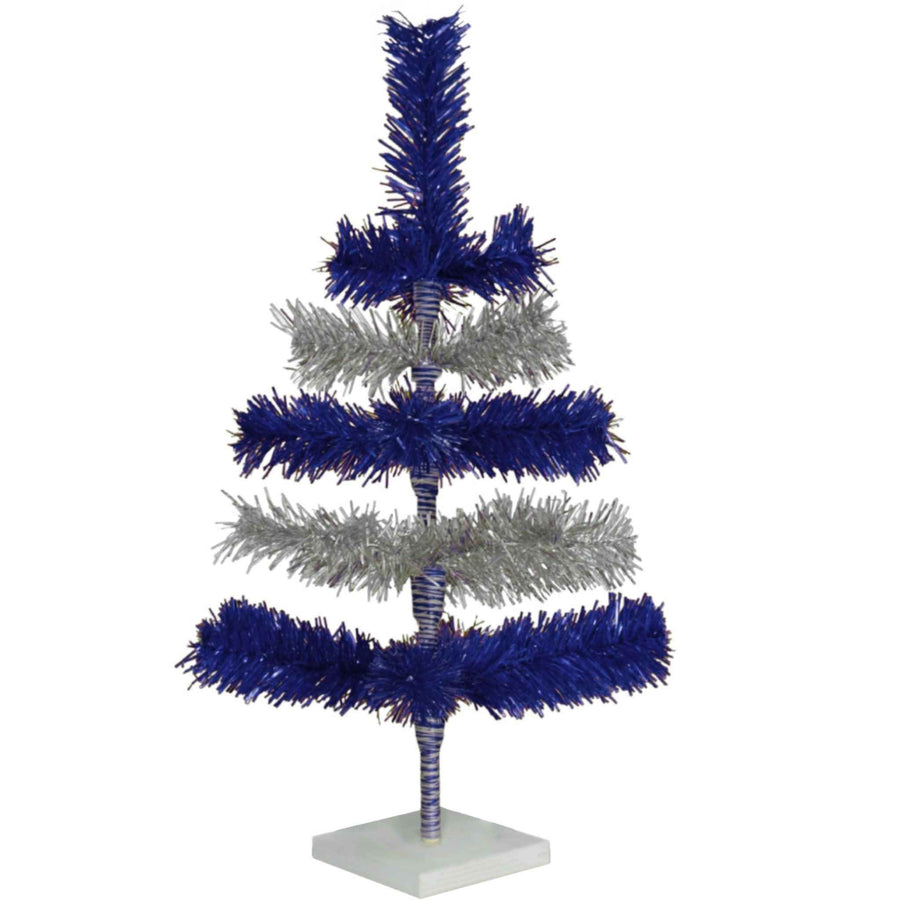Blue & Silver Layered Tinsel Christmas Tree - Lee Display