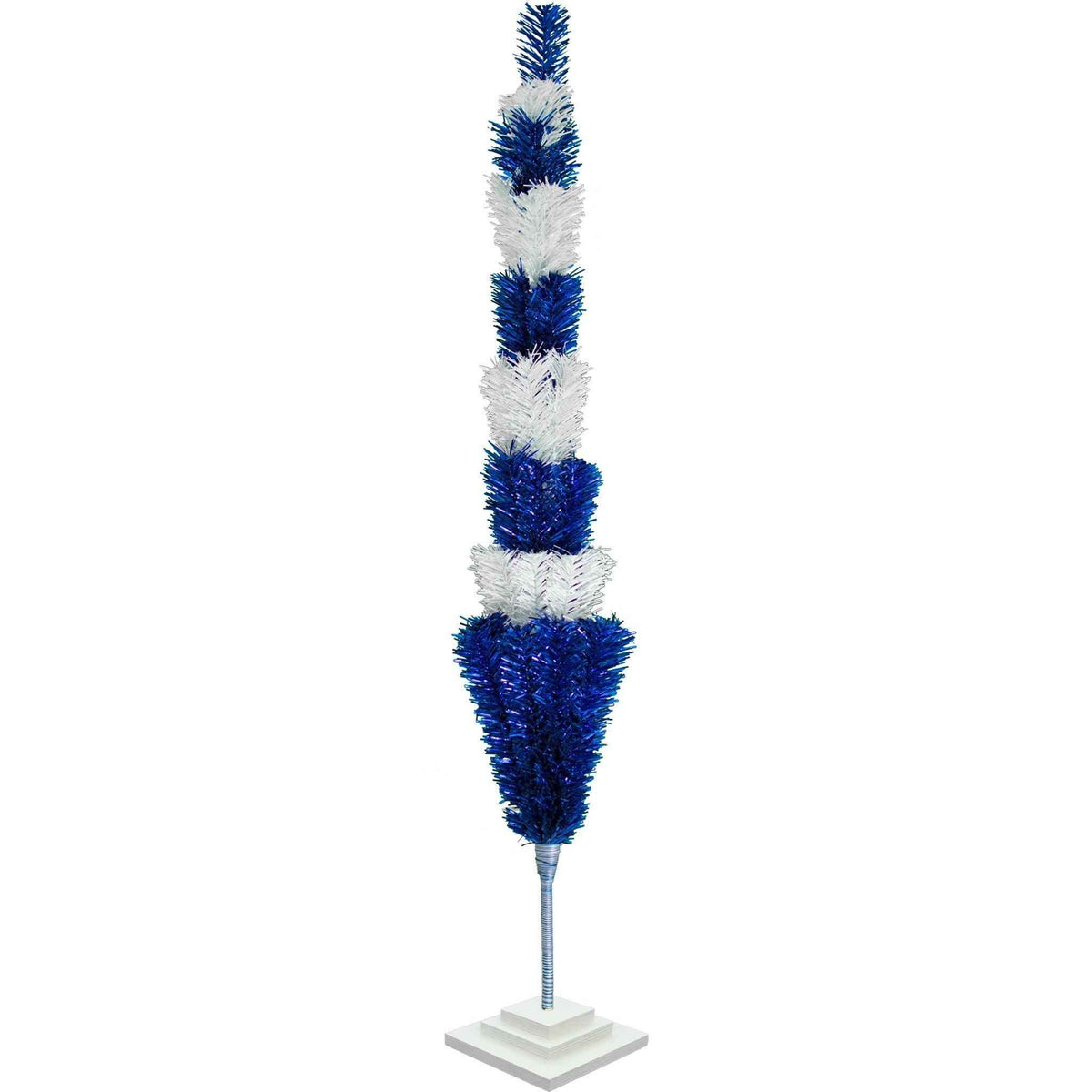 Blue & White Layered Tinsel Christmas Tree - Lee Display