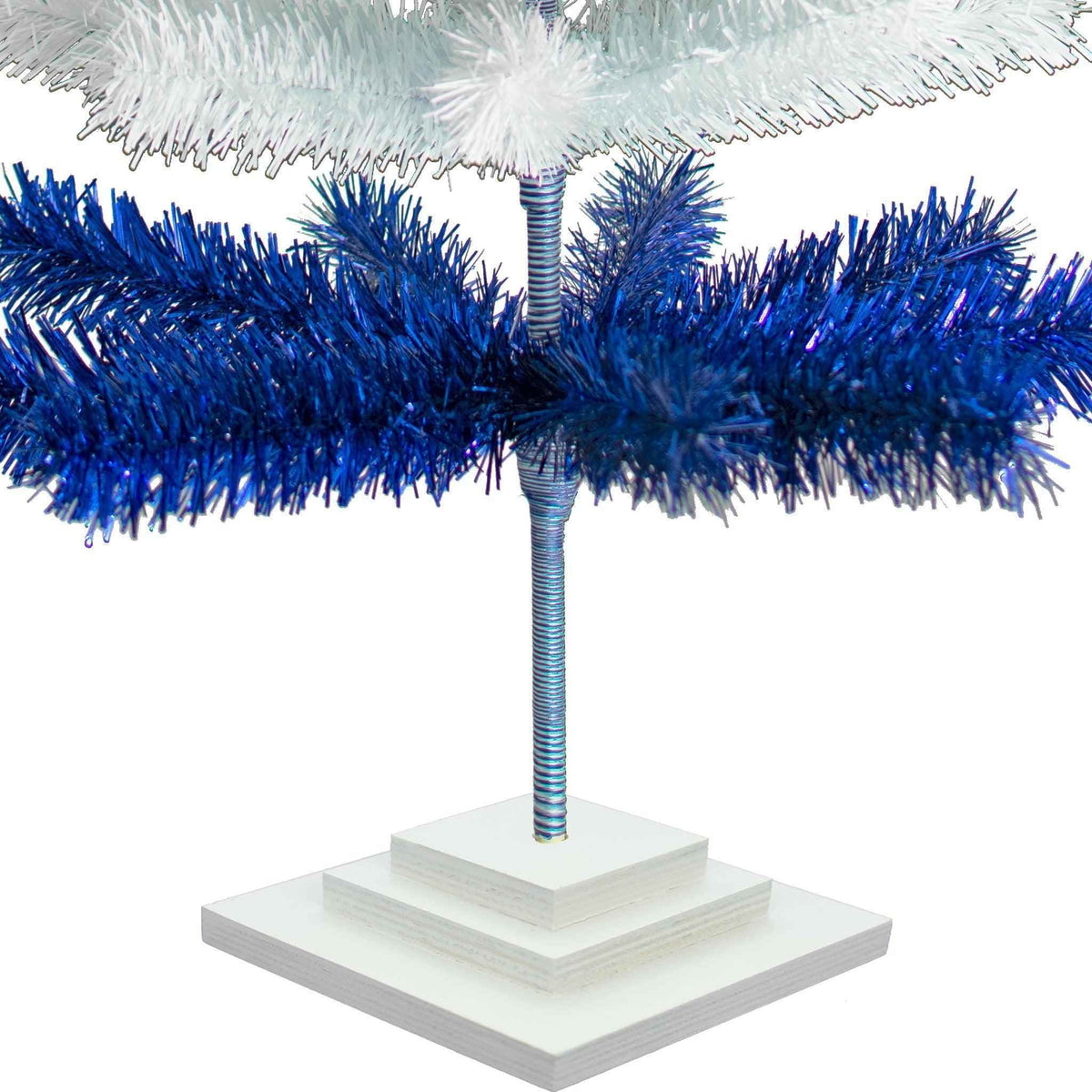 Blue & White Layered Tinsel Christmas Tree - Lee Display
