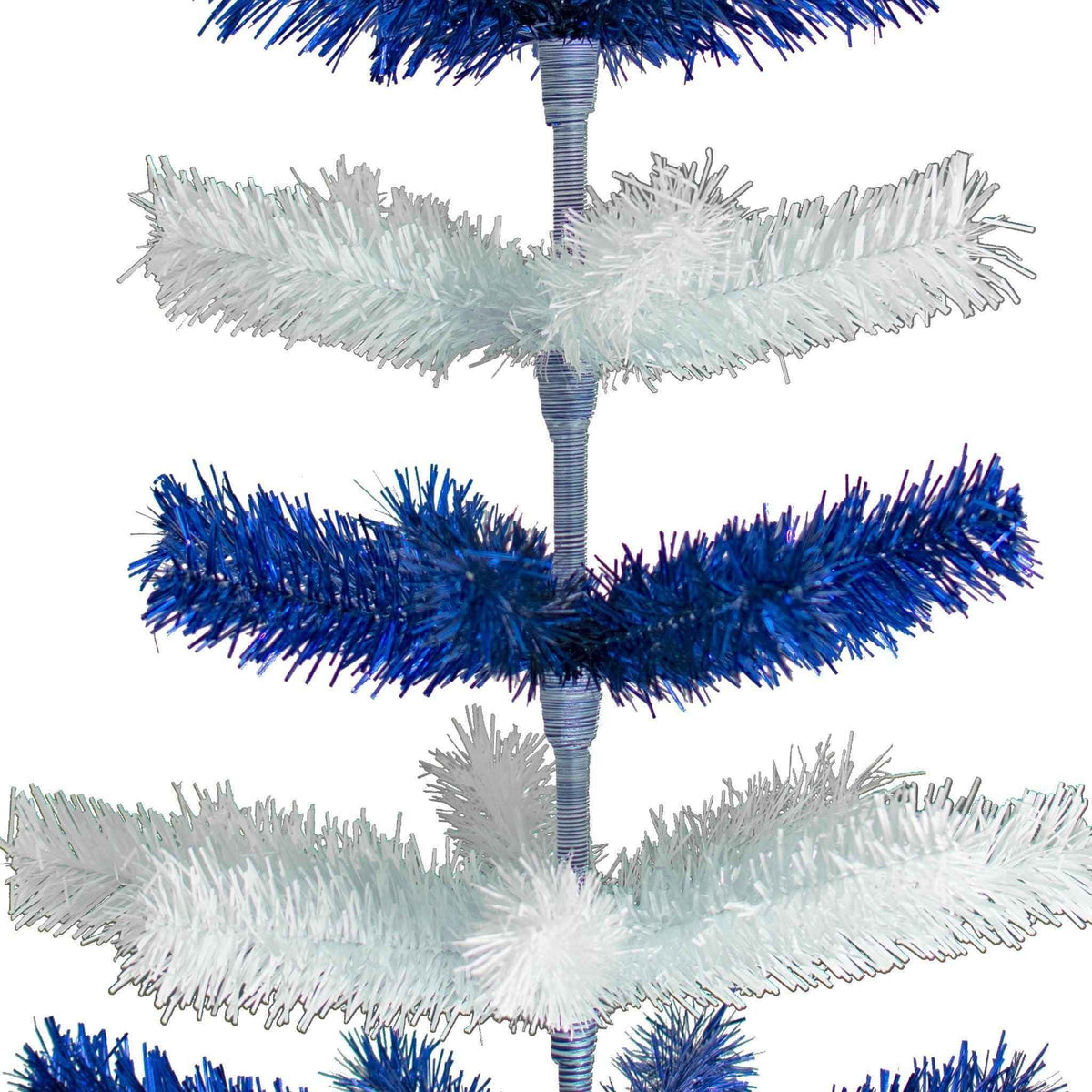 Blue & White Layered Tinsel Christmas Tree - Lee Display