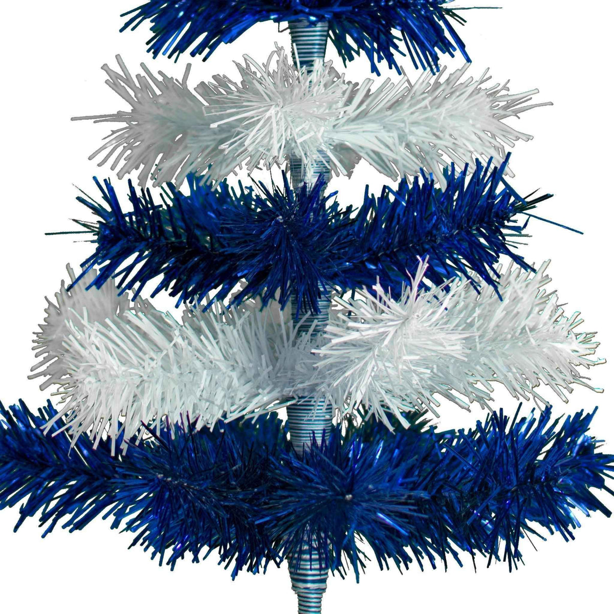 Blue & White Layered Tinsel Christmas Tree - Lee Display