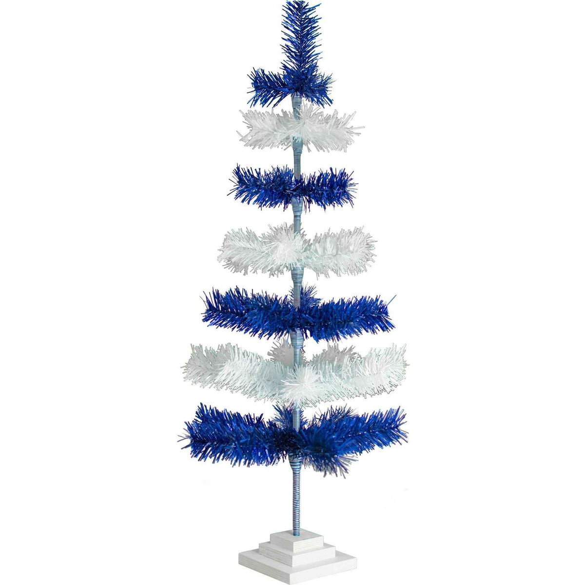 Blue & White Layered Tinsel Christmas Tree - Lee Display