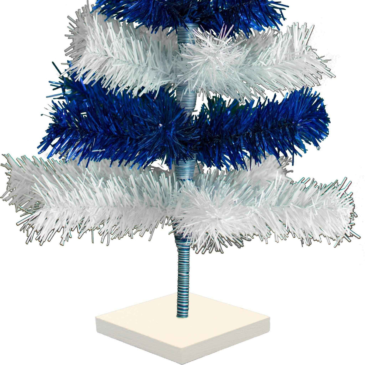 Blue & White Layered Tinsel Christmas Tree - Lee Display