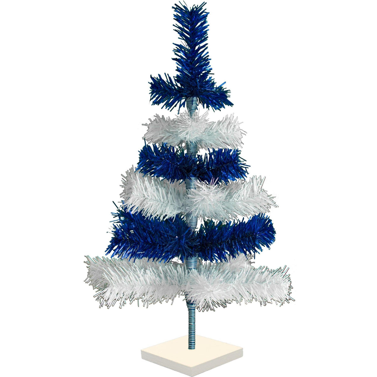 18in - 5FT Tall Blue & White Layered Tinsel Christmas Trees on sale at leedispay.com