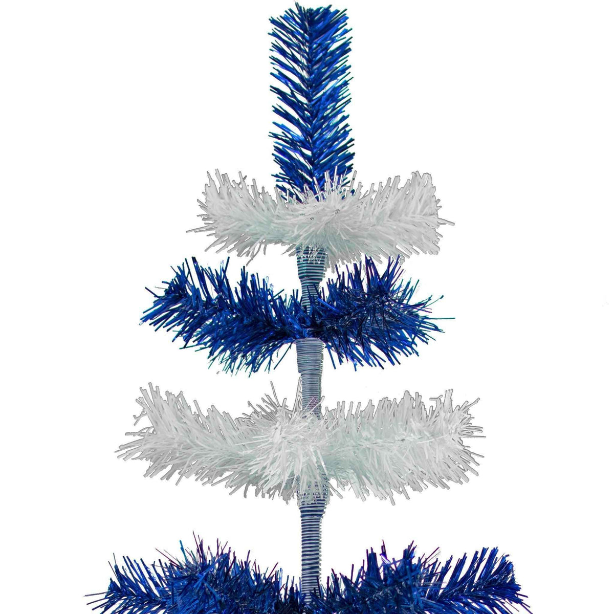 Blue & White Layered Tinsel Christmas Tree - Lee Display
