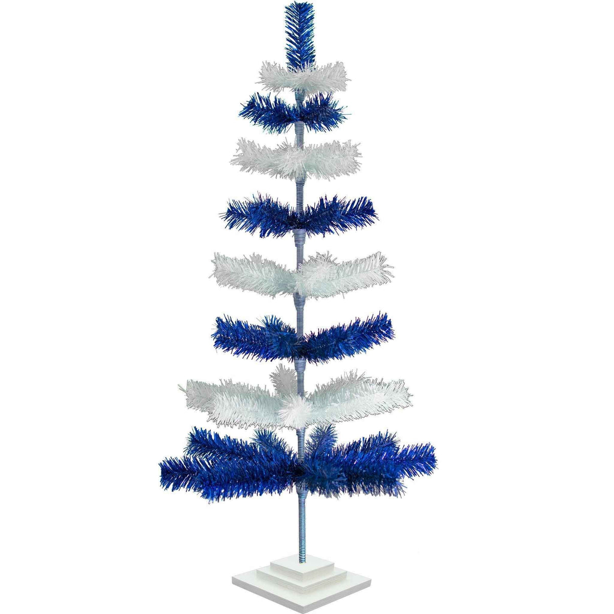 Blue & White Layered Tinsel Christmas Tree - Lee Display
