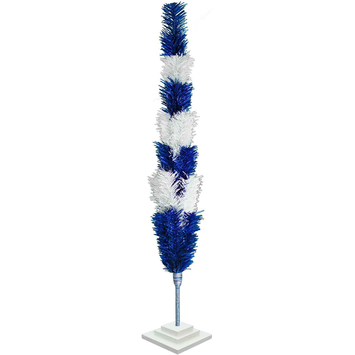 Blue & White Layered Tinsel Christmas Tree - Lee Display