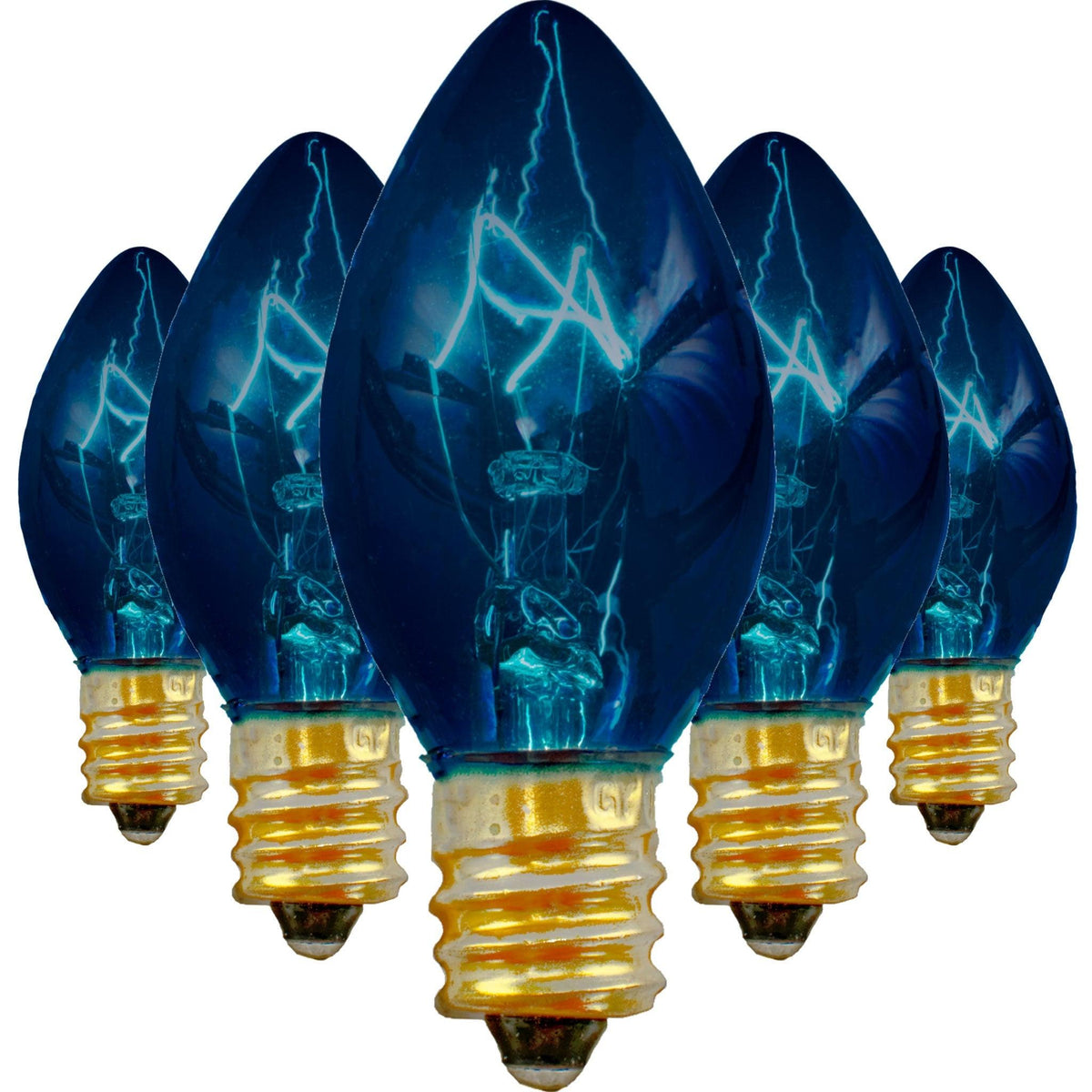 C-7 & C-9 Transparent Blue Christmas Light Bulbs.  Replace your old bulbs with a set of brand new Candelabra Lights.  Shop now at leedisplay.com
