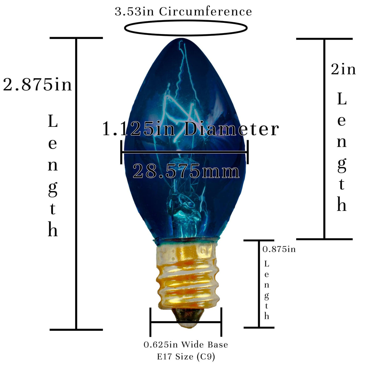 C-7 Transparent Blue Christmas Light Bulbs.  Replace your old bulbs with a set of brand new Candelabra Lights.  Shop now at leedisplay.com