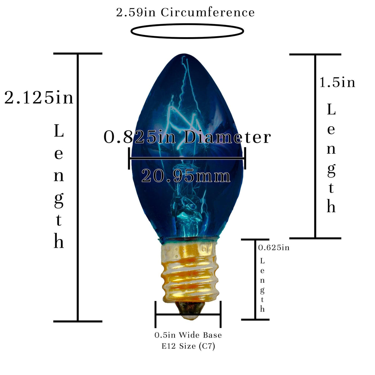 C-9 Transparent Blue Christmas Light Bulbs.  Replace your old bulbs with a set of brand new Candelabra Lights.  Shop now at leedisplay.com