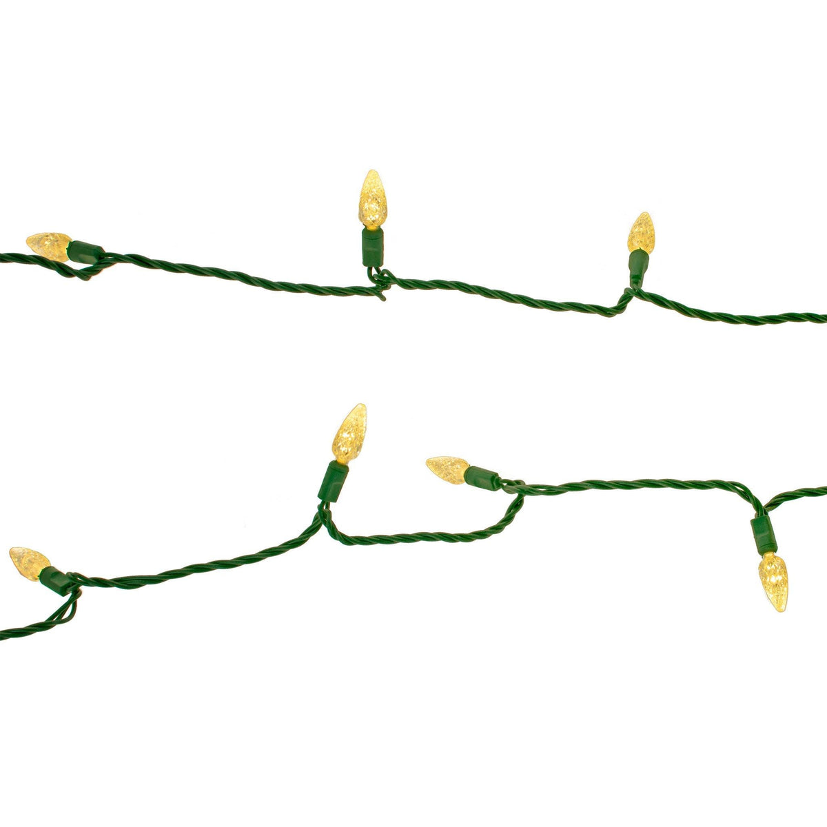 Purchase a brand new set of Lee Display's C6 LED Clear Warm White Christmas String Lights with Green Wire.  Energy-efficient lighting for outdoor use