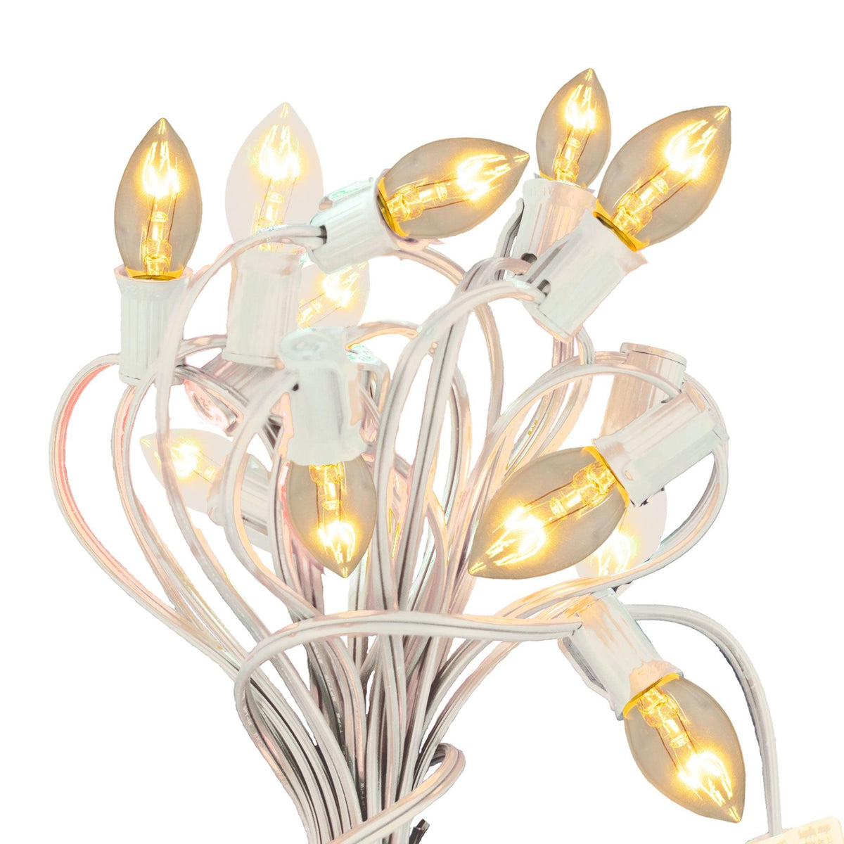 C-7 & C-9 Clear Christmas Light Bulbs.  Replace your old bulbs with a set of brand new Candelabra Lights.  On sale at leedisplay.com