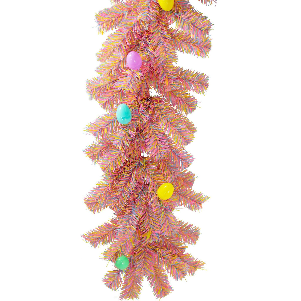 Lee Display's brand new 6ft Easter Firework Tinsel Brush Garland is made in the USA on sale now at leedisplay.com.  Easter Eggs Included!
