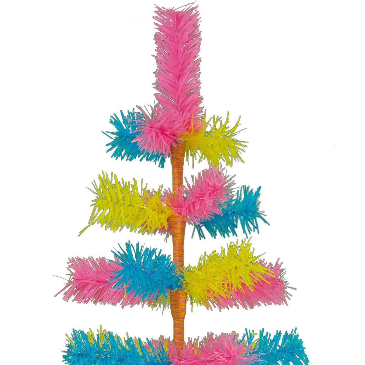 Lee Display's Original Easter-themed Mixed Tinsel Christmas Trees!    Decorate for the holidays with retro Pink, Blue, and Yellow Christmas Trees and start creating your centerpiece.  On sale now with leedisplay.com