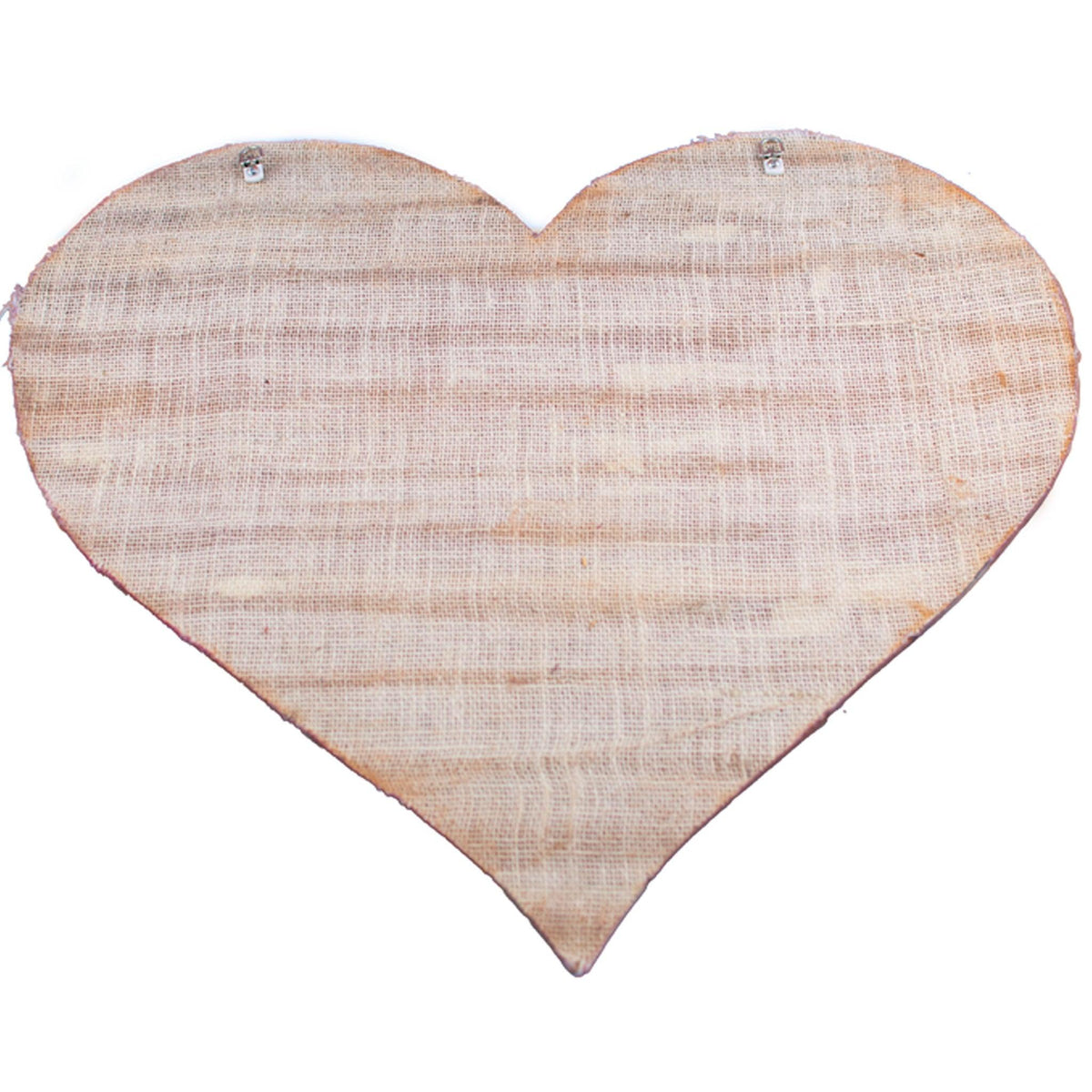 Lee Display's hearts come with a burlap backing so the wood flaps can fold
