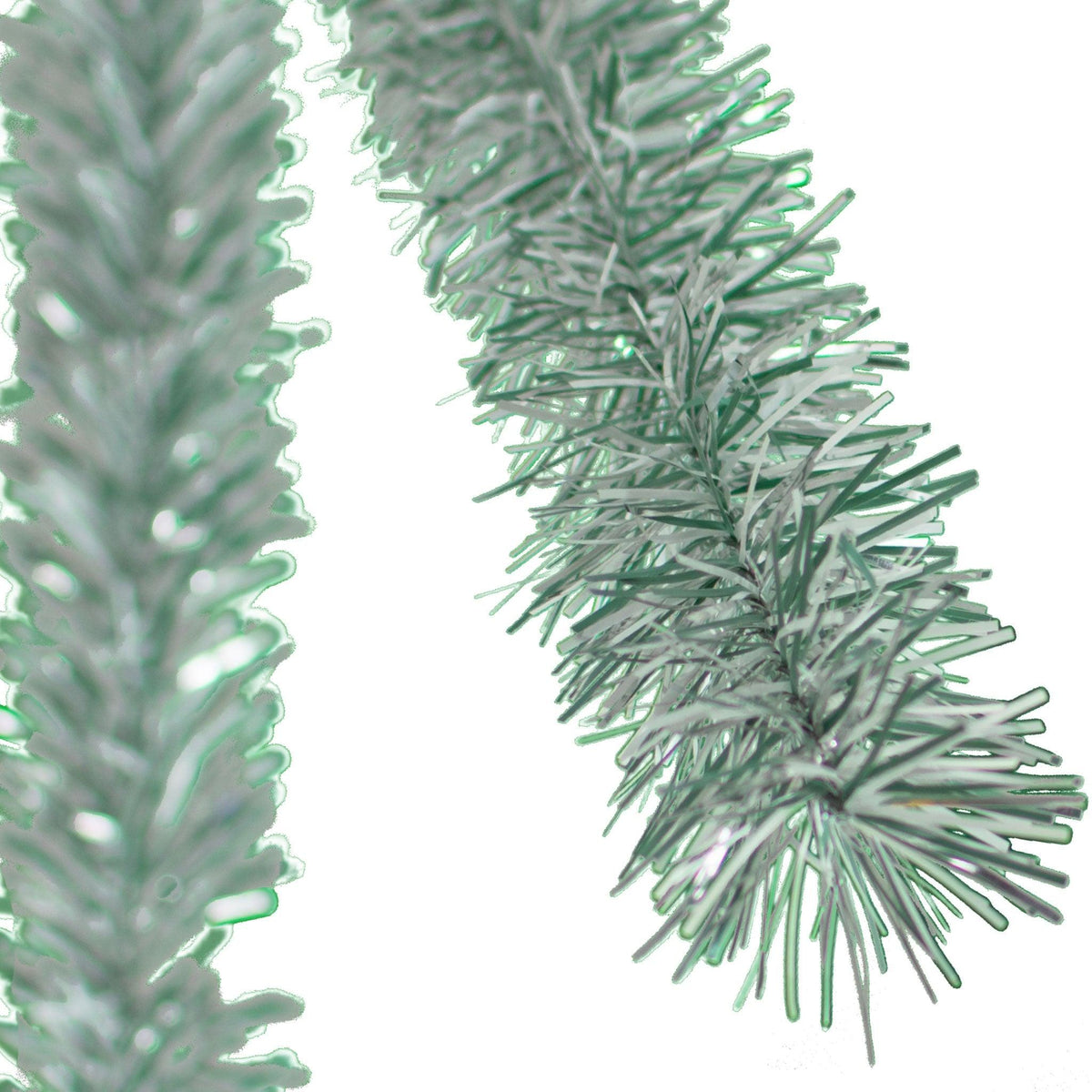Lee Display's brand new 25ft Shiny White and Green Tinsel Garlands and Fringe Embellishments on sale at leedisplay.com