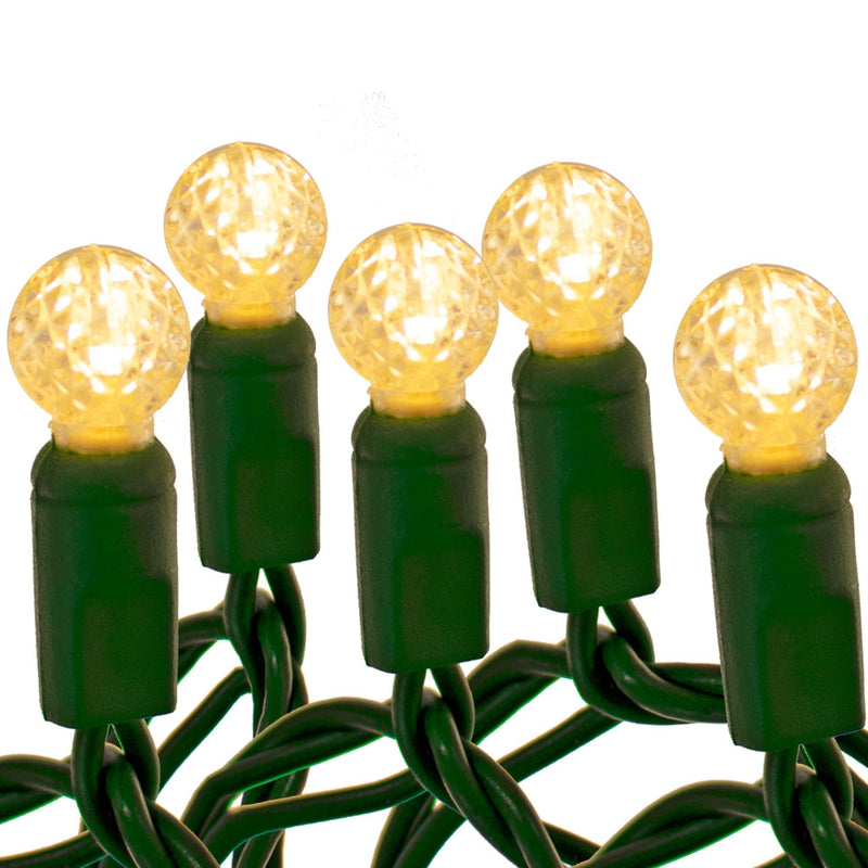 Buy Lee Display's brand new G12 Warm White LED Christmas String Lights with Green Wire and Steady Bulbs at leedisplay.com