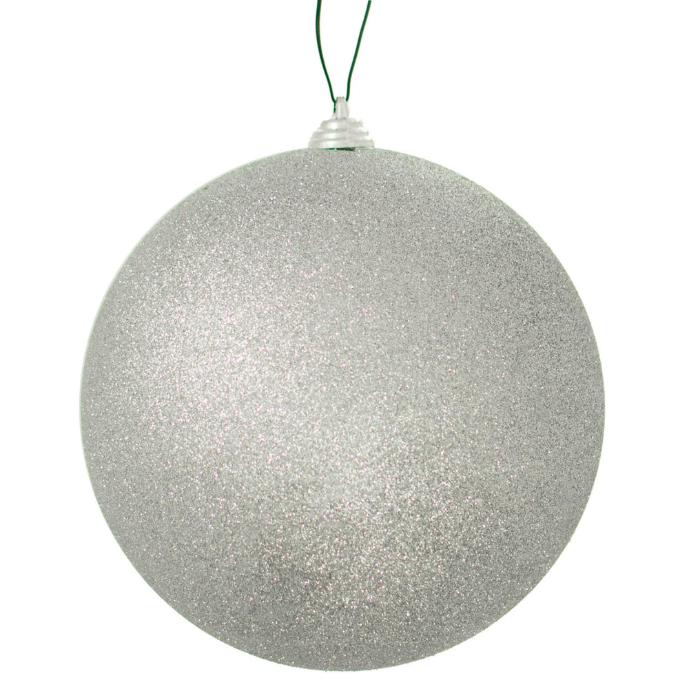 Shiny Silver Glittered Ball Ornaments | Plastic Christmas Decorations ...