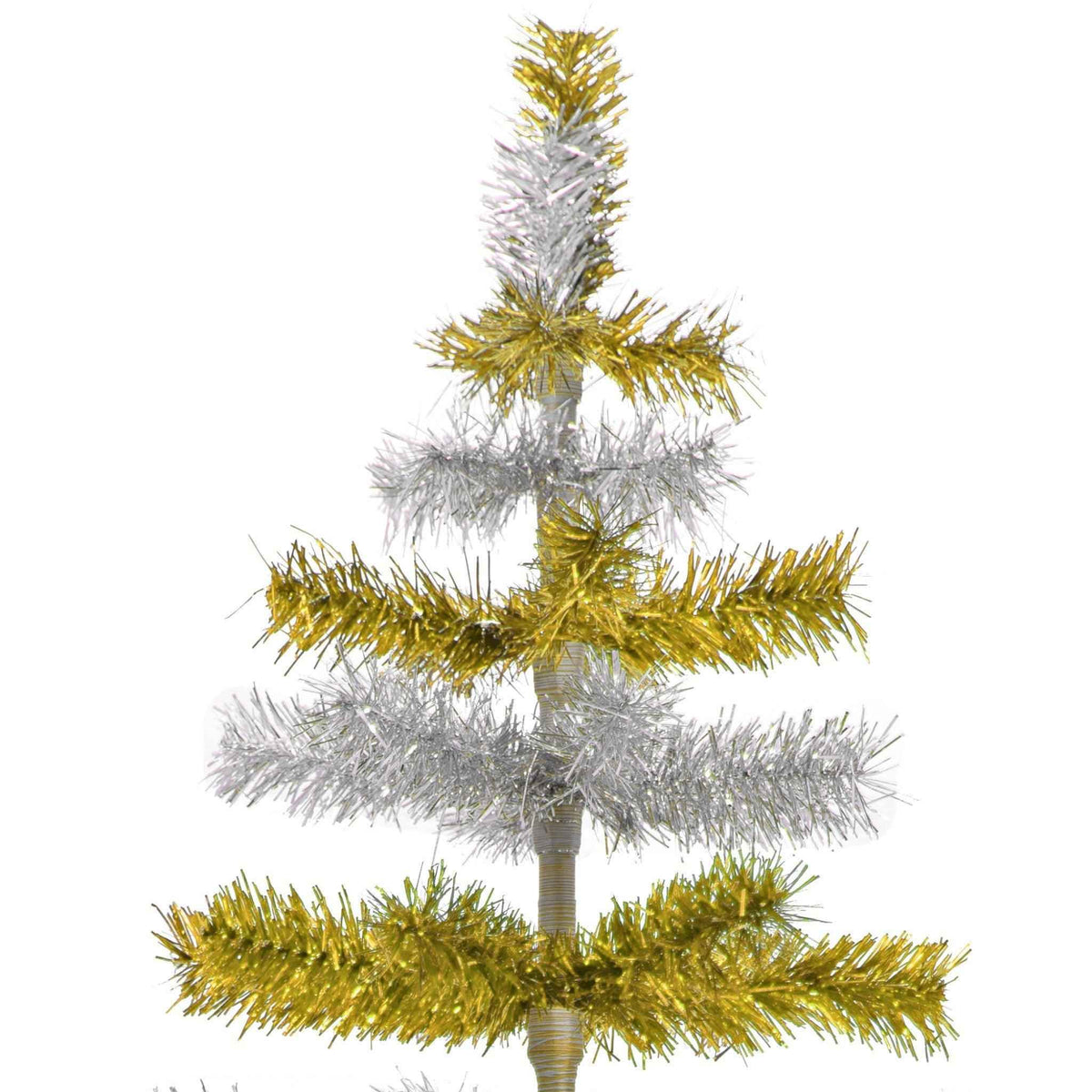 Gold & Silver Layered Tinsel Christmas Tree - Lee Display