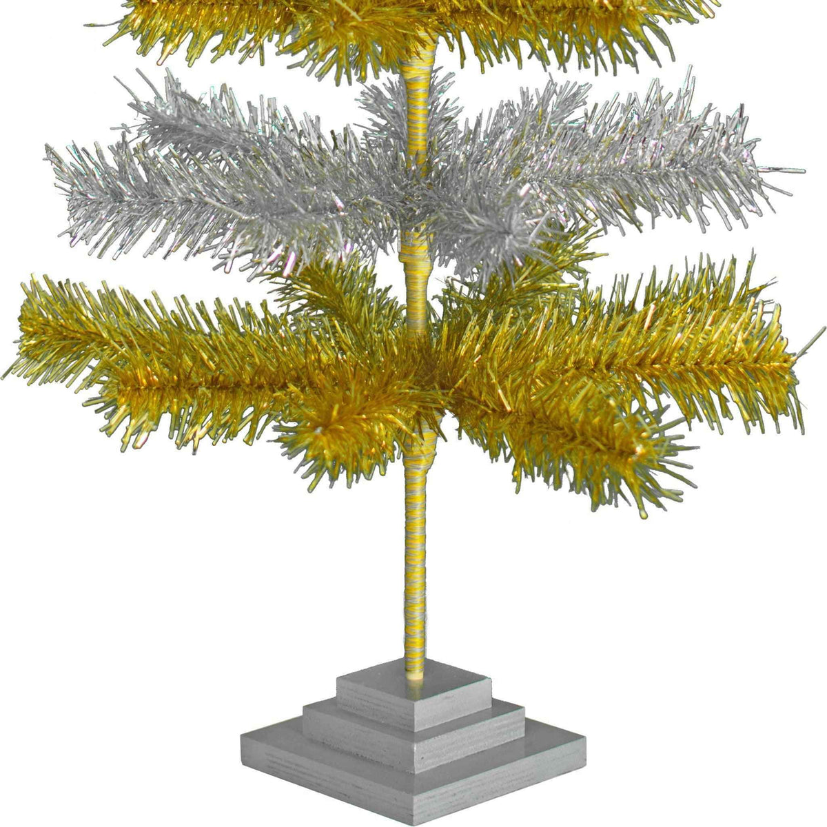 Gold & Silver Layered Tinsel Christmas Tree - Lee Display