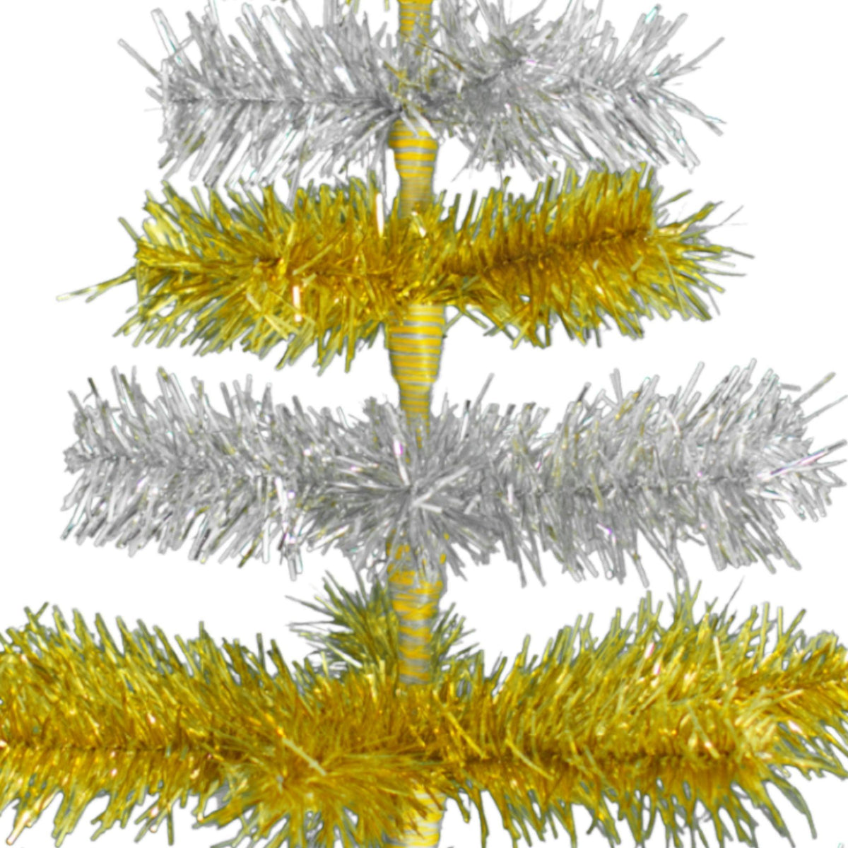 18in tall Shiny Gold and Metallic Silver Layered Tinsel Christmas Trees on sale at leedisplay.com