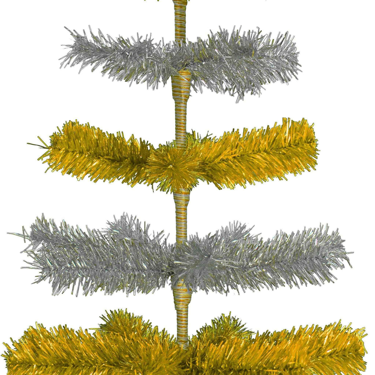 Gold & Silver Layered Tinsel Christmas Tree - Lee Display