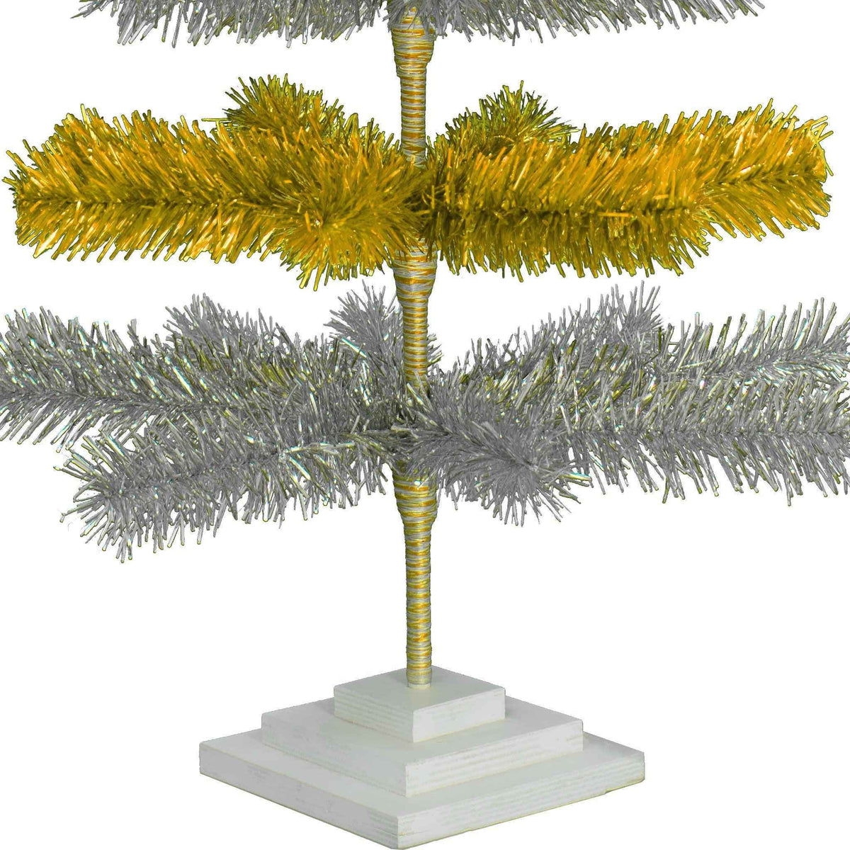 Gold & Silver Layered Tinsel Christmas Tree - Lee Display