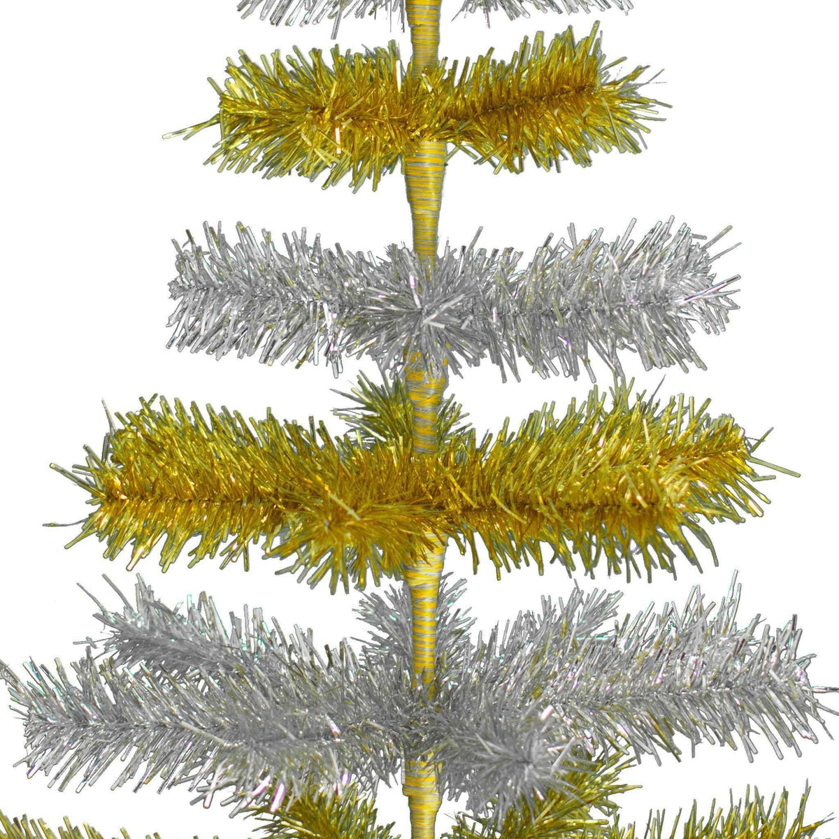 Gold & Silver Layered Tinsel Christmas Tree - Lee Display