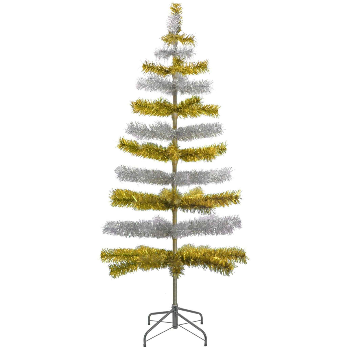 Gold & Silver Layered Tinsel Christmas Tree - Lee Display