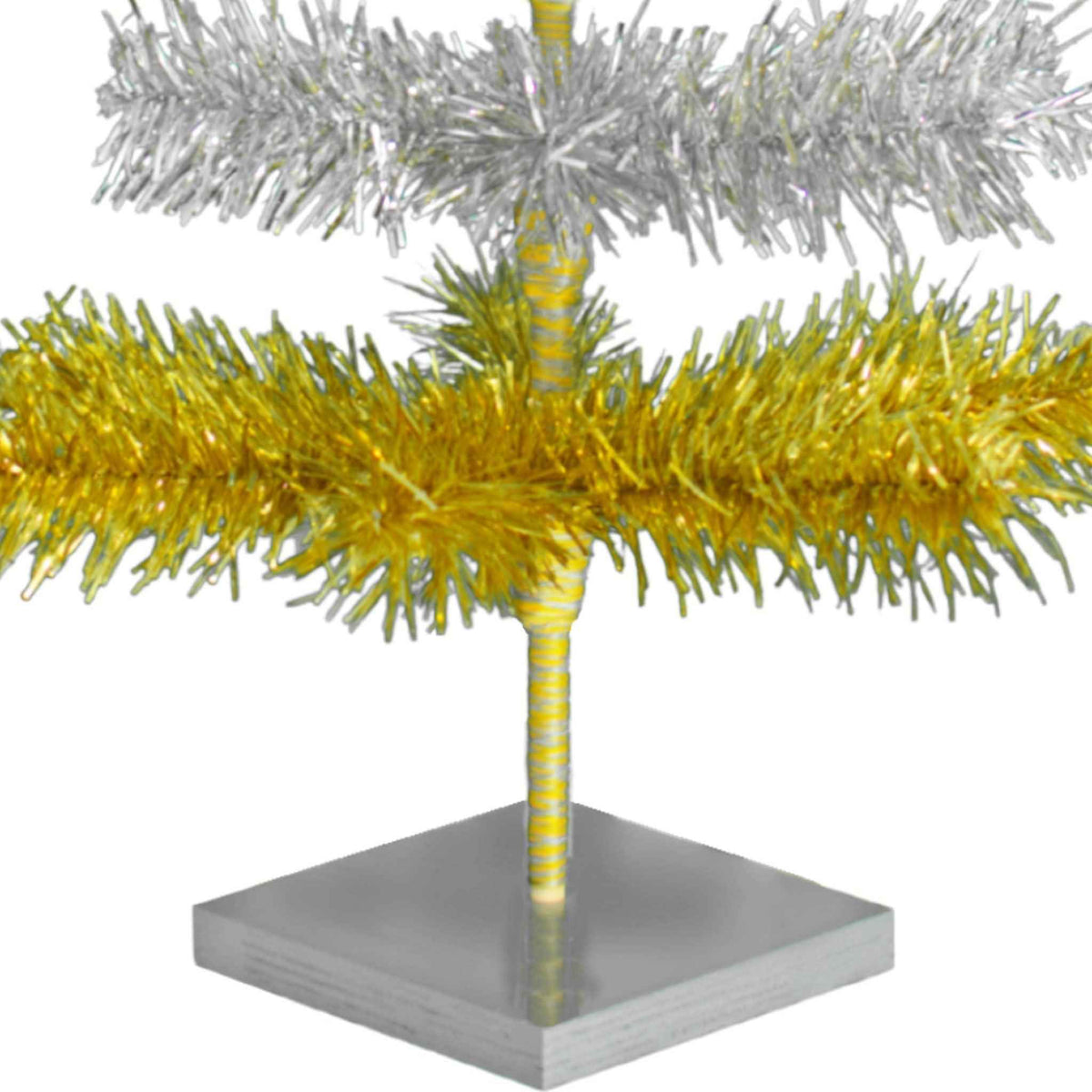 Gold & Silver Layered Tinsel Christmas Tree - Lee Display