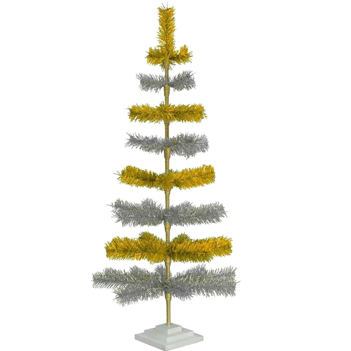 Gold & Silver Layered Tinsel Christmas Tree - Lee Display