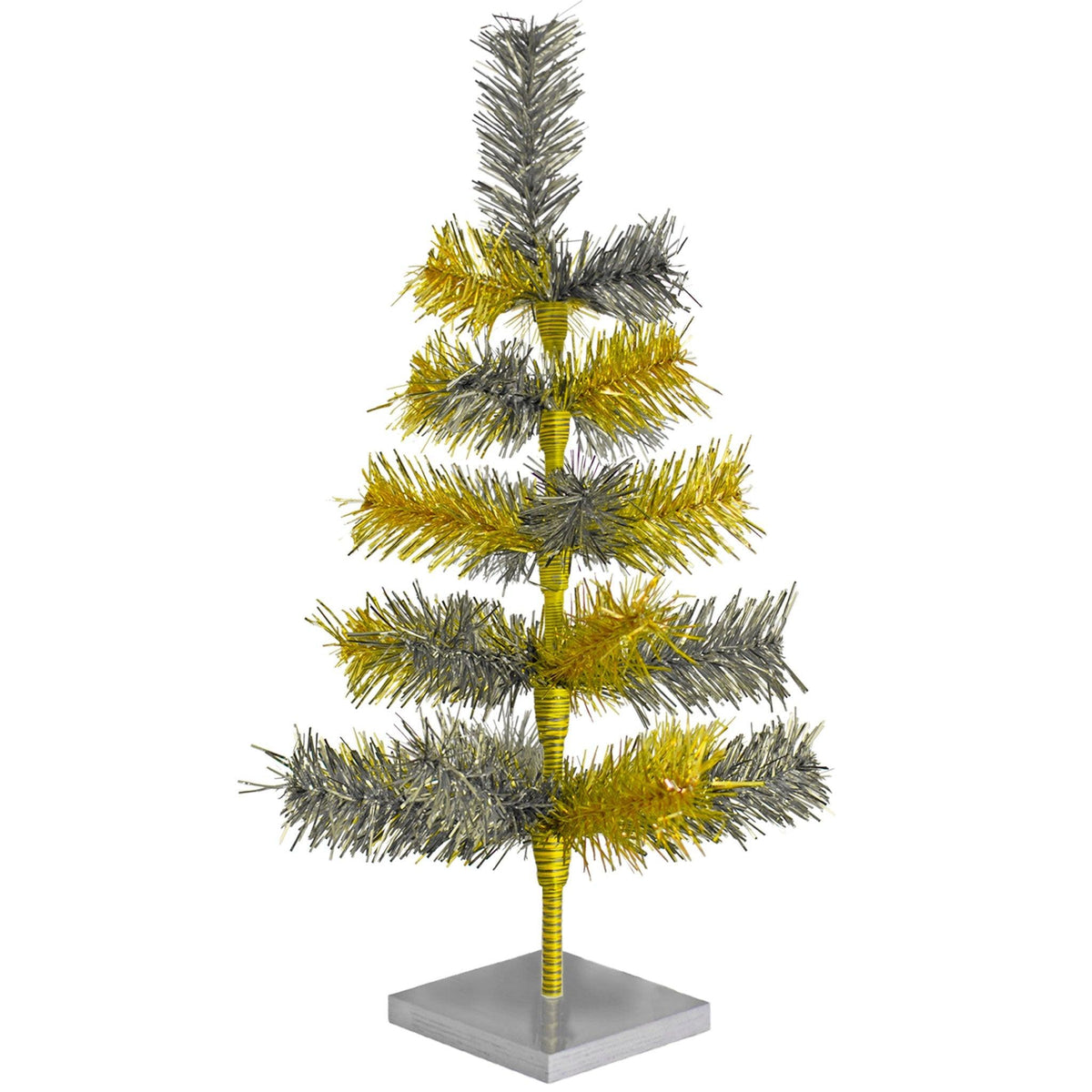 18in gold and silver multicolor tinsel christmas trees sold at leedisplay.com