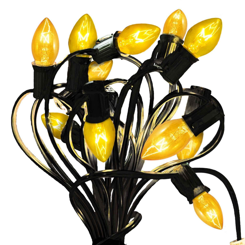 Outdoor String Lights | Yellow C7 C9 Bulbs | Lee Display