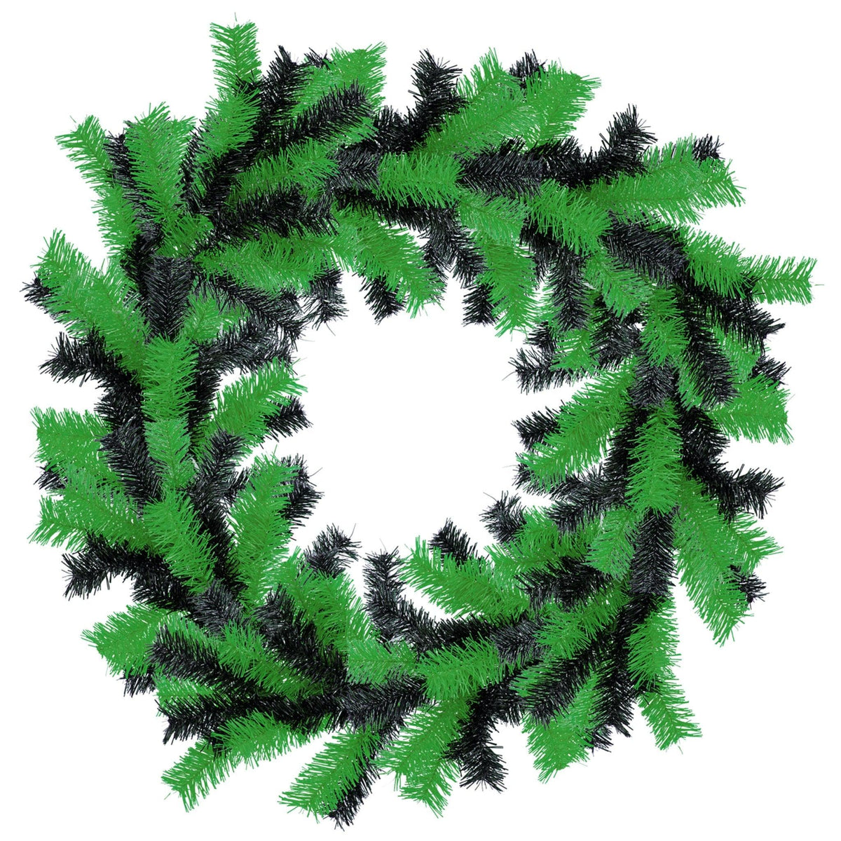 18IN Shiny Green and Black Tinsel Christmas Wreaths on sale at leedisplay.com. Decorative 18in Diameter door hanging wreaths made by Lee Display.