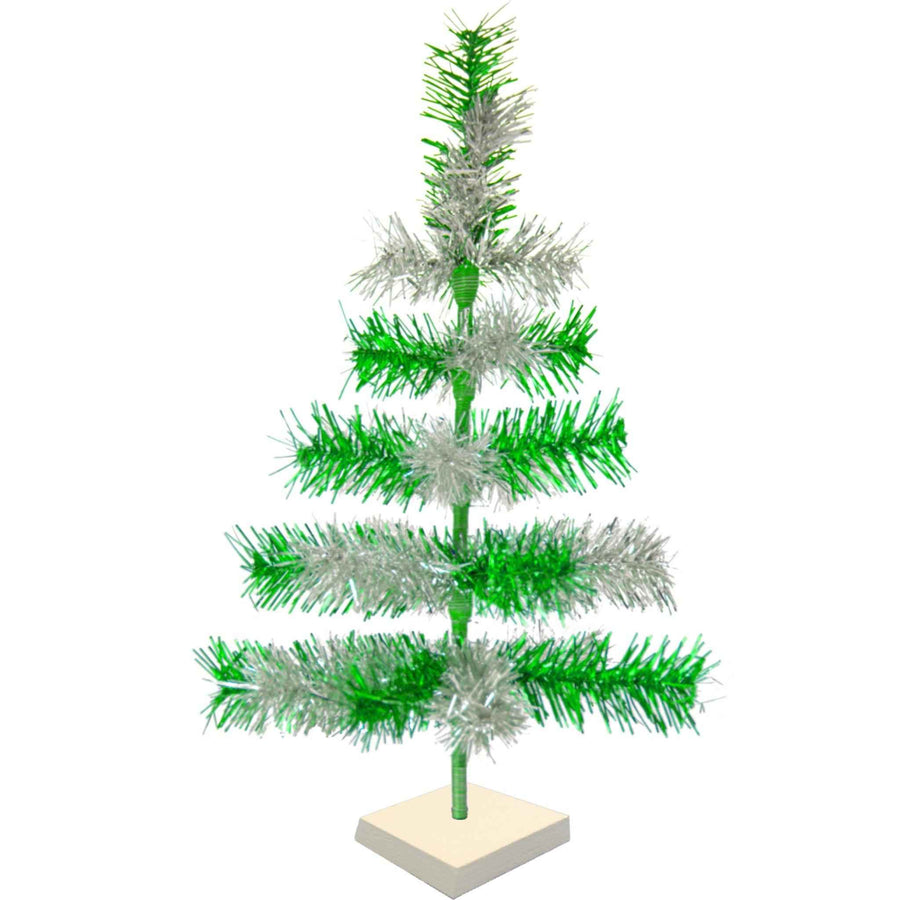 Green & Silver Mixed Tinsel Tree - Lee Display