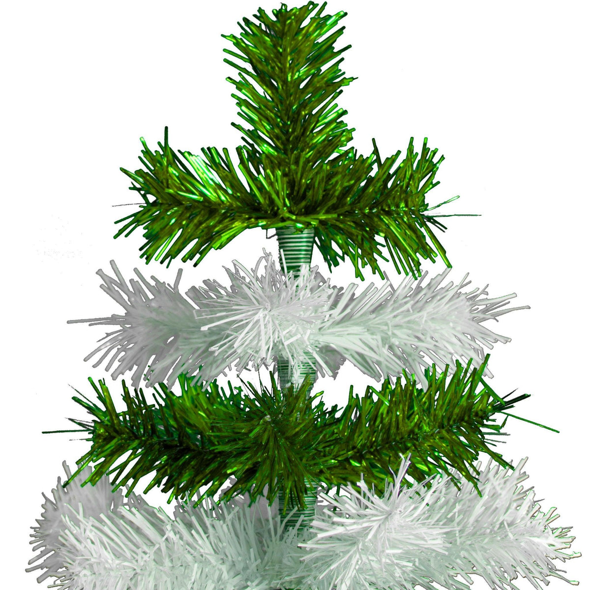 Green & White Layered Tinsel Christmas Trees on sale at leedisplay.com