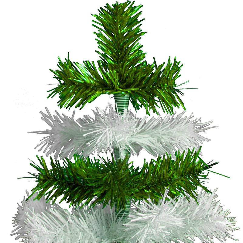 Green & White Layered Tinsel Christmas Tree - Lee Display
