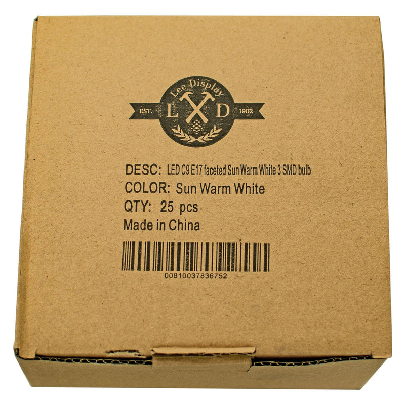Box of C9 LED Faceted Sun Warm White Light Bulbs Box of 25