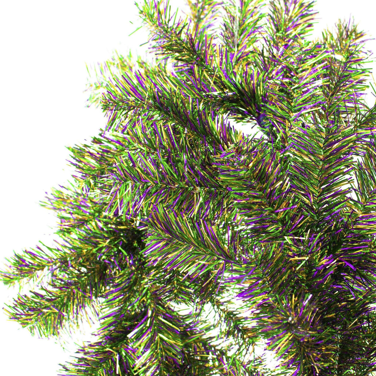 Lee Display 18in Mardi Gras Themed Tinsel Christmas Tree, Purple, Gold,  Green