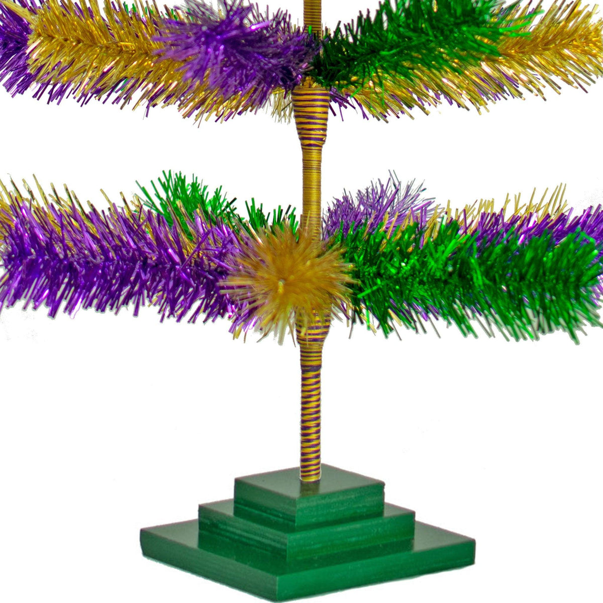 Introducing Lee Display's brand new Purple, Green, & Gold Christmas Trees made by hand in the USA!    Decorate your holidays with a classic Mardi Gras-themed Tinsel Christmas Tree on sale at leedisplay.com